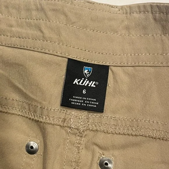 Kuhl Women's 6 Cotton/Nylon Tan Mid-Rise‎ Hiking Outdoor Shorts - Picture 2 of 5